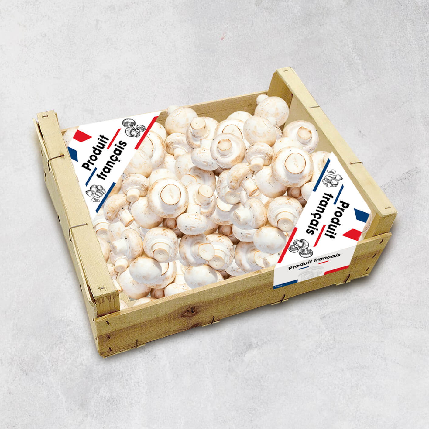 coin plateau pour caisse de champignons